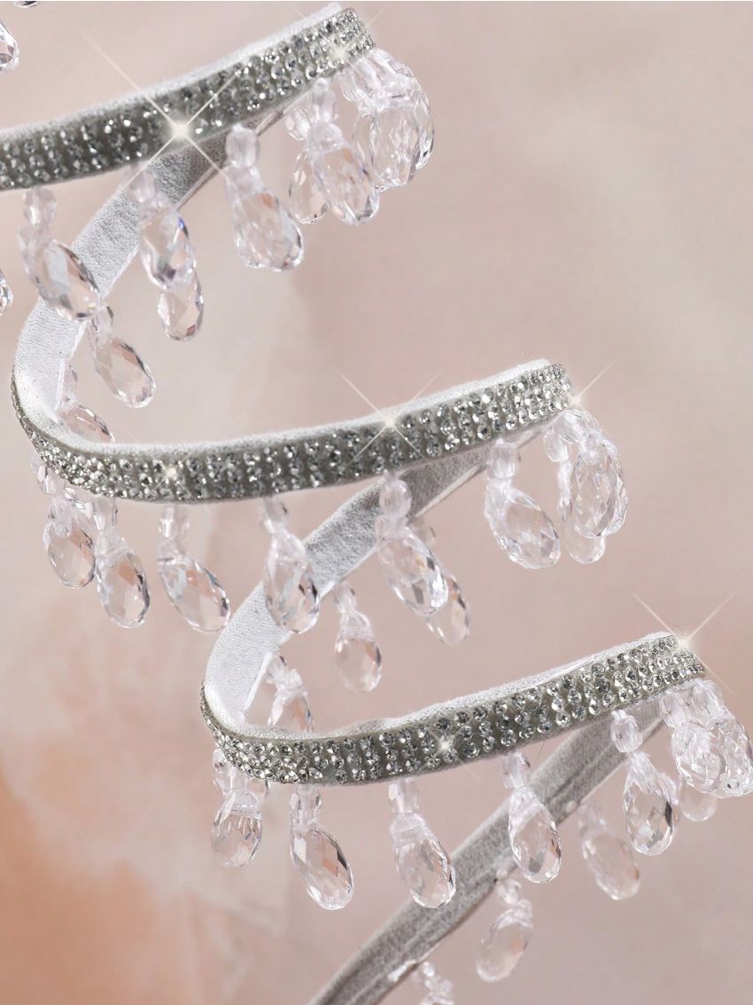 Women's Fashionable Flat Sandals With Rhinestone Decoration