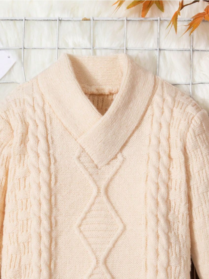 Boys' Solid Color Turtleneck Sweater With Scarf