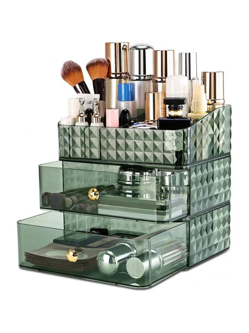 Makeup Organizer with Drawers, Stackable Cosmetics Organizer and Storage, Skincare Organizers for Vanity, Ideal for Bathroom Countertop and Desk, Lipstick, Makeup Brushes, Perfume