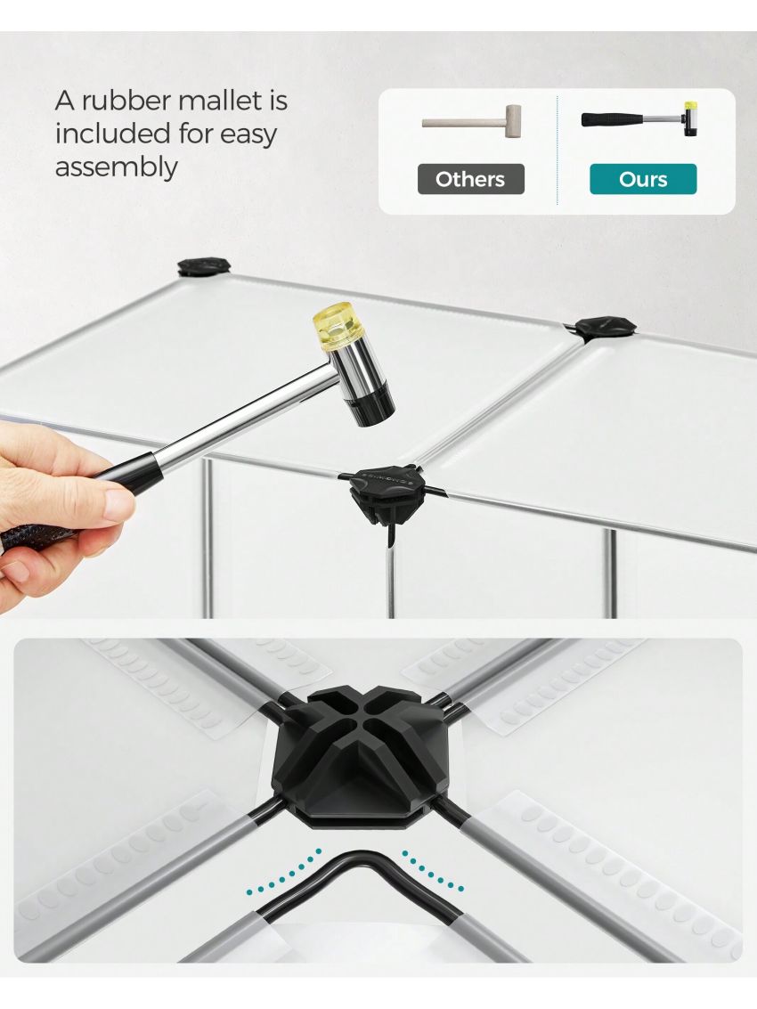 SONGMICS Cube Storage Organizer Stackable, Set of 12 Plastic Cubes, Book Shelf, Closet Organizers and Storage, Room Organization for Bedroom Living Room, 12.2 x 36.6 x 48.4 Inches, Black,White