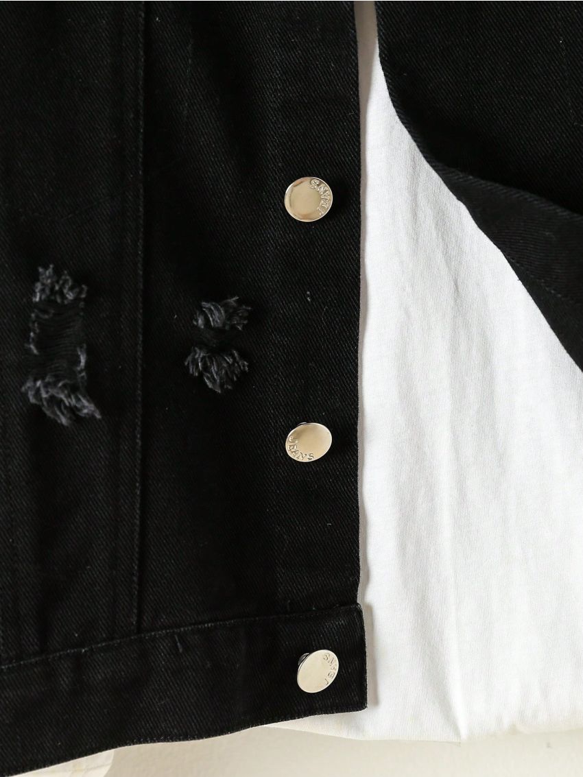 Tween Boy Ripped Flap Detail Denim Jacket Without Tee