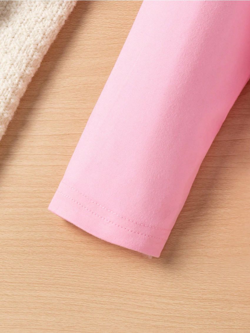 Girls' Round Neck Long Sleeve T-Shirt With Slogan Pattern