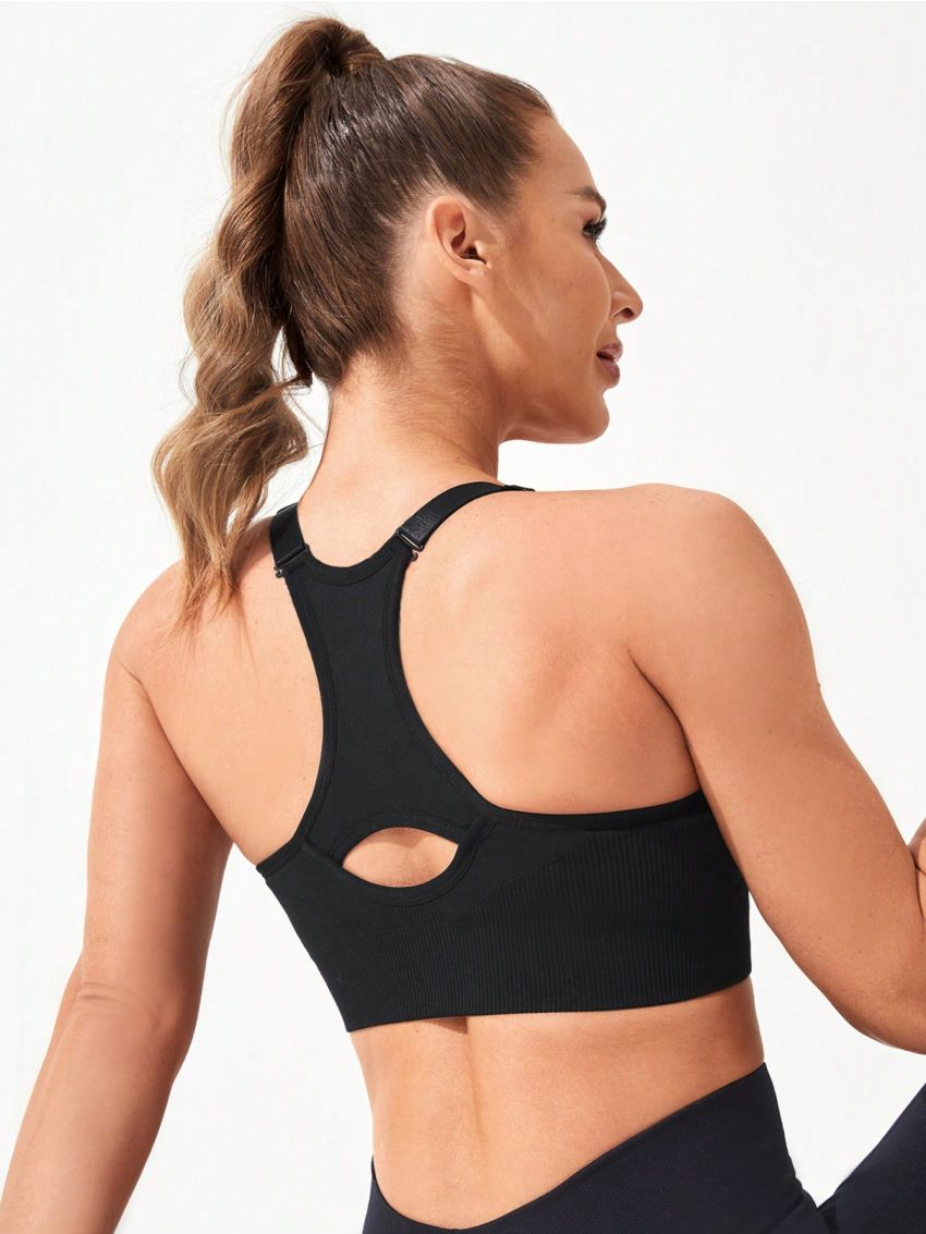 Women'S Seamless Sports Bra With Adjustable Straps And High Support