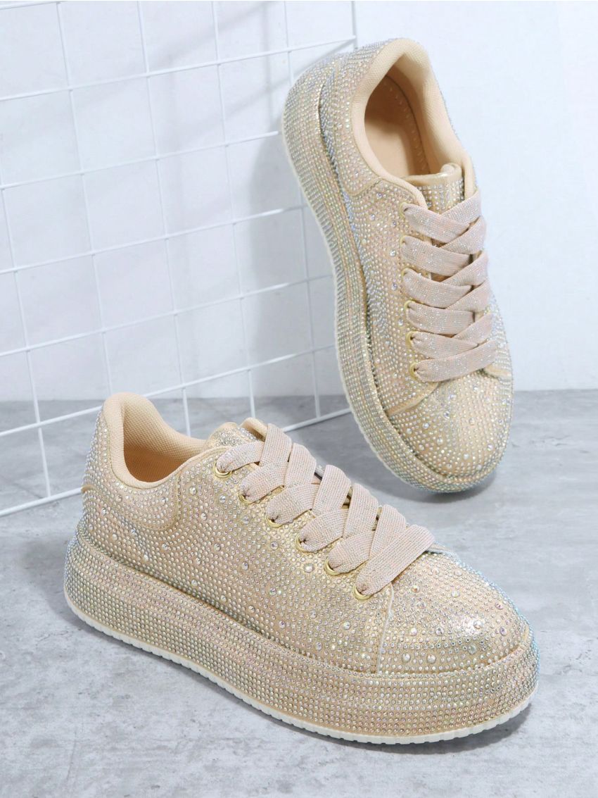 Glitter Lace Up Chunky Sole Sneakers