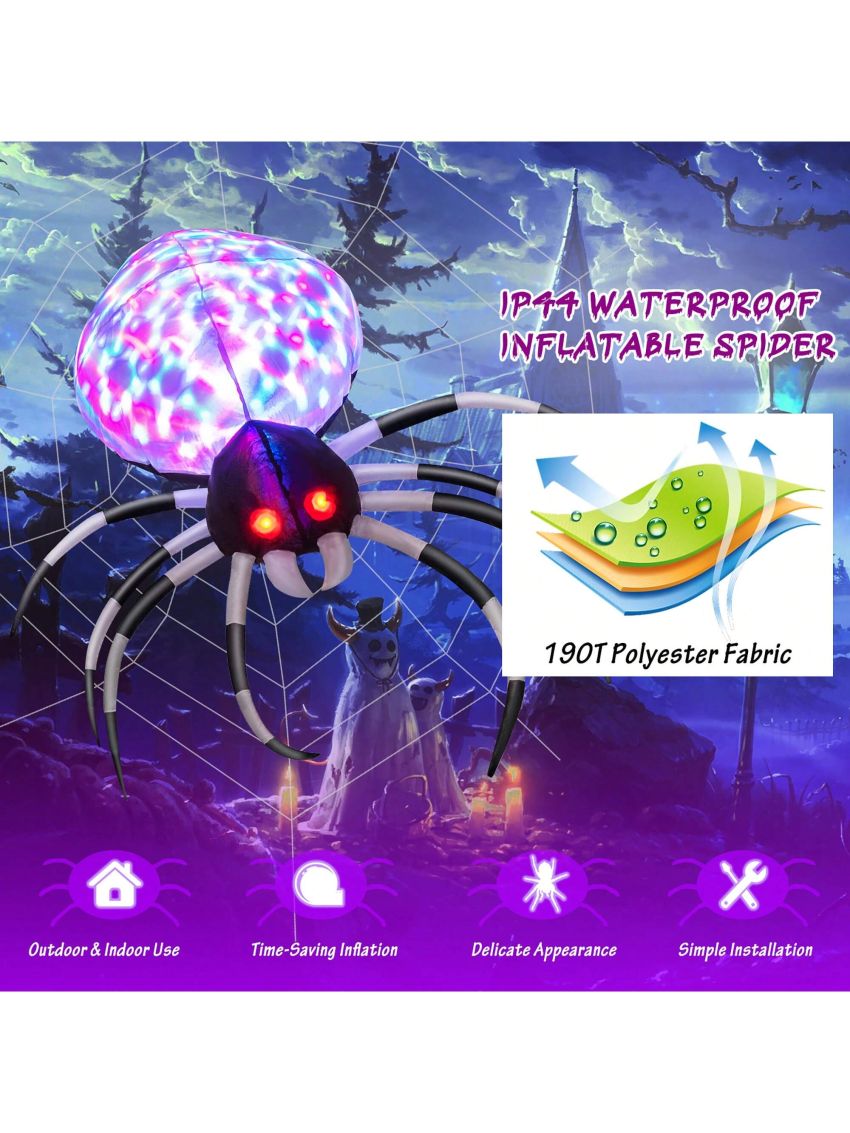 Costway 3.5 FT Wall Inflatable Spider Halloween Holiday Decor with Multi-Color Lights