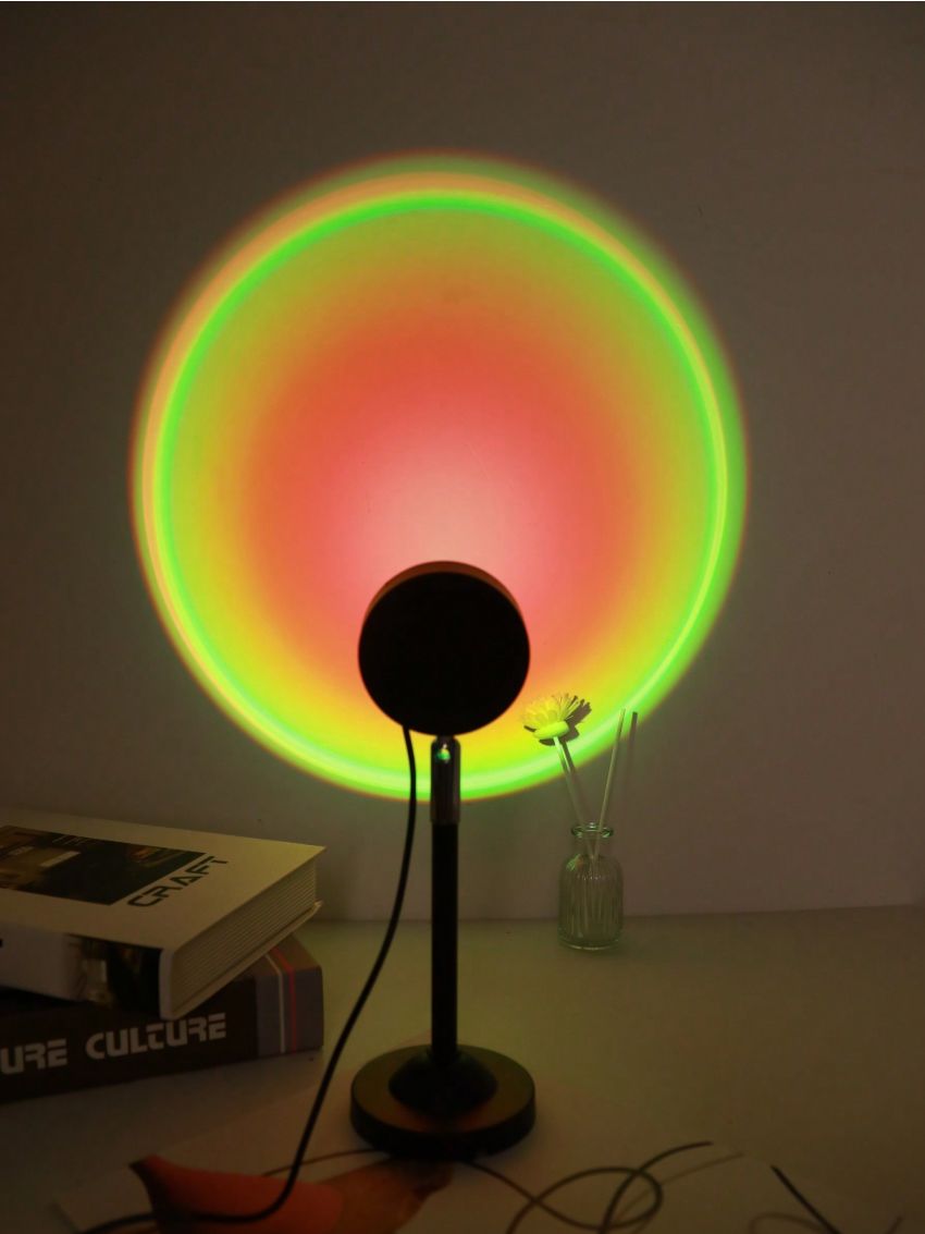 1pc 16 Color Remote Control Sunset LED Spotlight, Mini Creative Projection Ambient Light, Romantic Night Light For Bedroom Coffee Store Live Wall Decoration