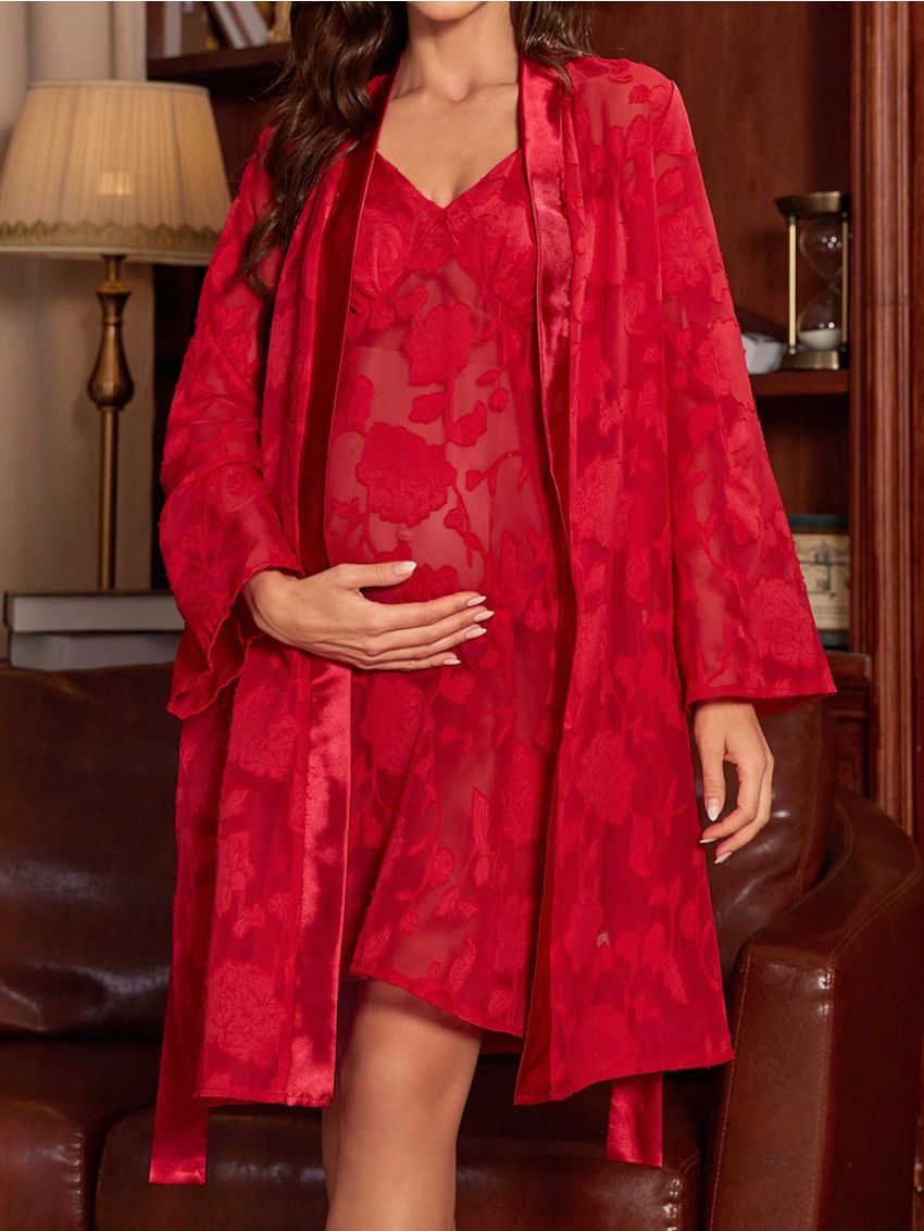 Maternity Lace Mesh Sleepwear Set