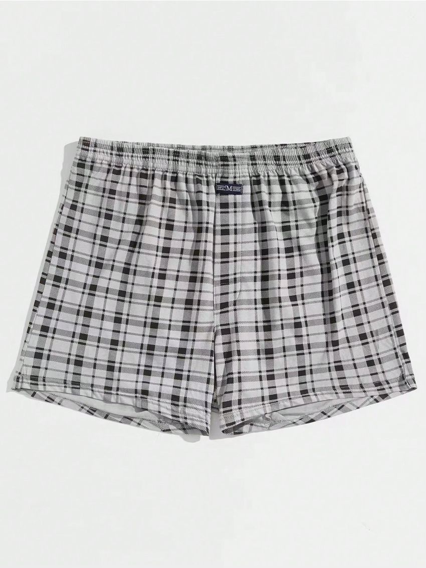 Men'S Loose Checkered Boxer Shorts With High Waistband, Summer