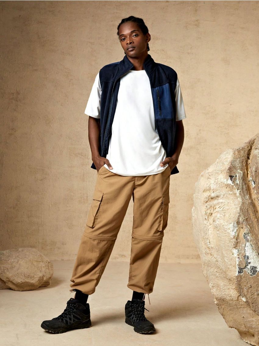 SHEIN In My Nature Men Zip Up Vest Coat