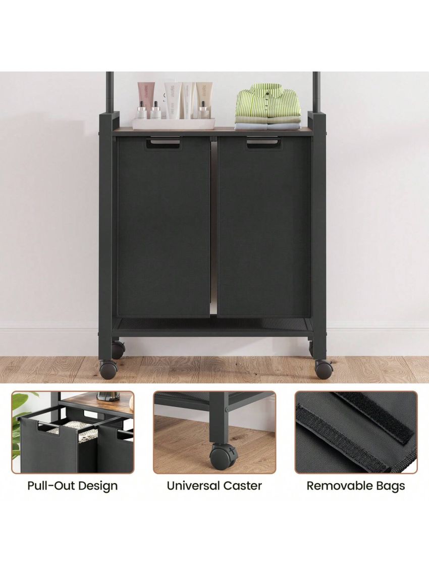 Laundry Hamper Cart, Laundry Sorter with Shelf Large Laundrey Basket Organizer Compartment Hampers for Laundry Room Orgainization Launrey Station with Wheel