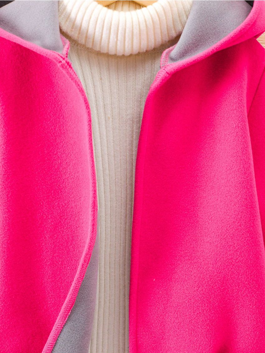 Young Girl 1pc Dual Pocket Hooded Open Front Thermal Lined Overcoat