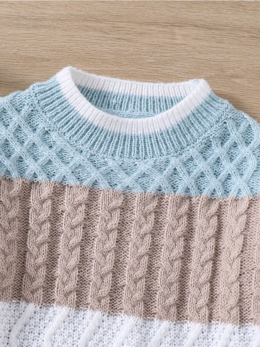 Boys' Color-Block Long Sleeve Pullover Sweater