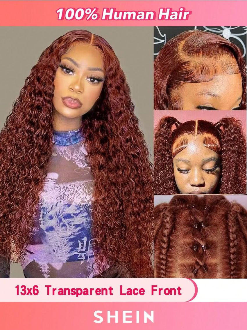 Transparent Lace Deep Wave 13*6 Lace Frontal Wigs 150% Density 18-30 Inch Reddish Brown Color Pre Plucked Natural Hairline Human Hair For Wome