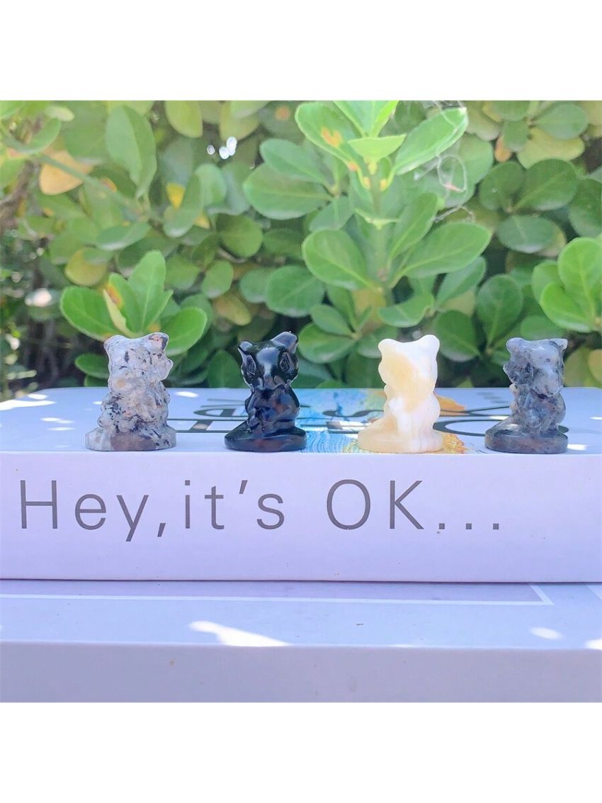 1pc Random Color Cute Carved Crystal Dinosaur Ornament; Natural Stone, May Contain Irregular Cracks And Small Gaps