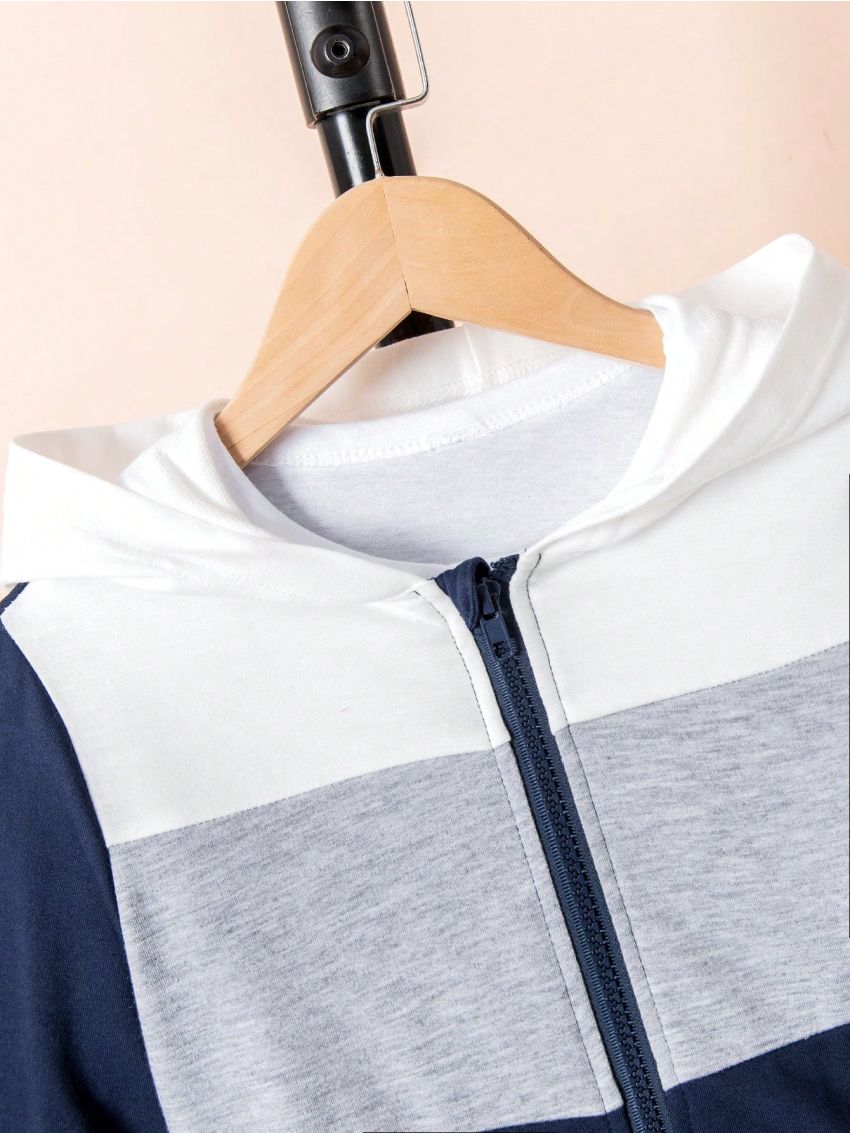 SHEIN Kids QTFun Toddler Boys' Casual Long Sleeve Windproof Jacket For Autumn And Winter