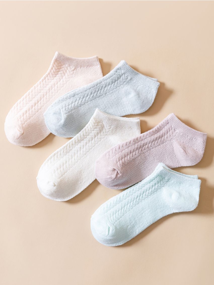 5pairs Solid Ankle Socks