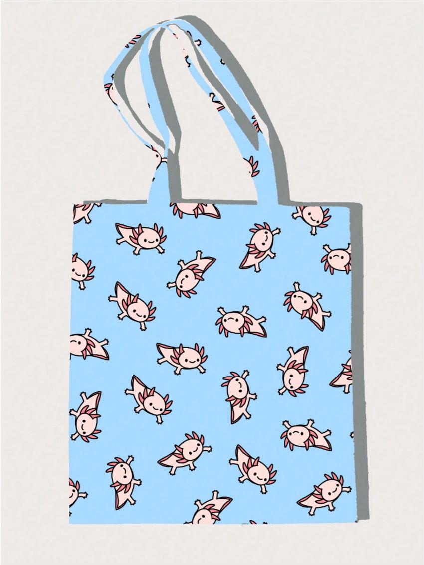 Littlemandyart Cartoon Dinosaur & Insect Print Canvas Bag