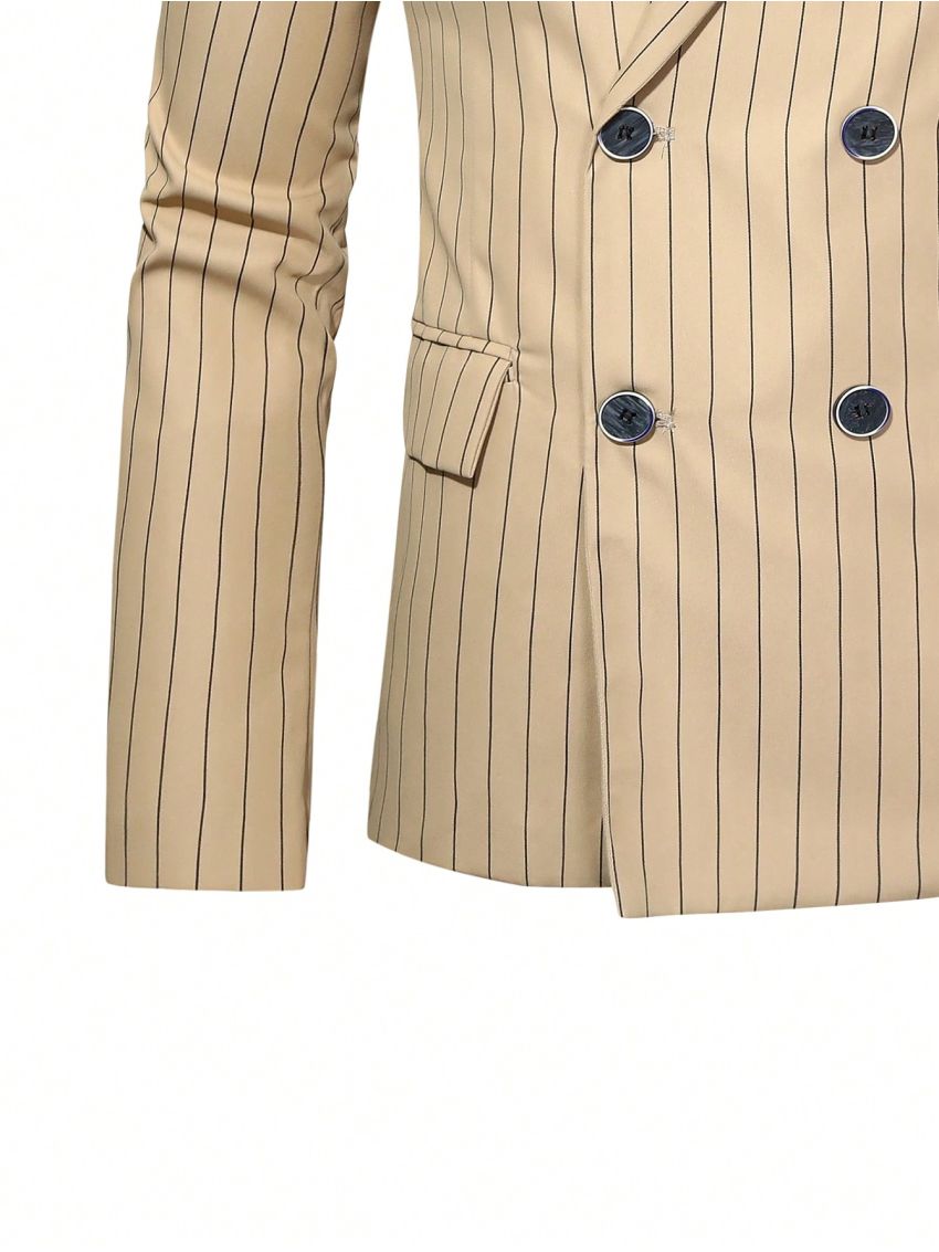 Manfinity Mode Men Striped Print Double Breasted Blazer & Suit Pants