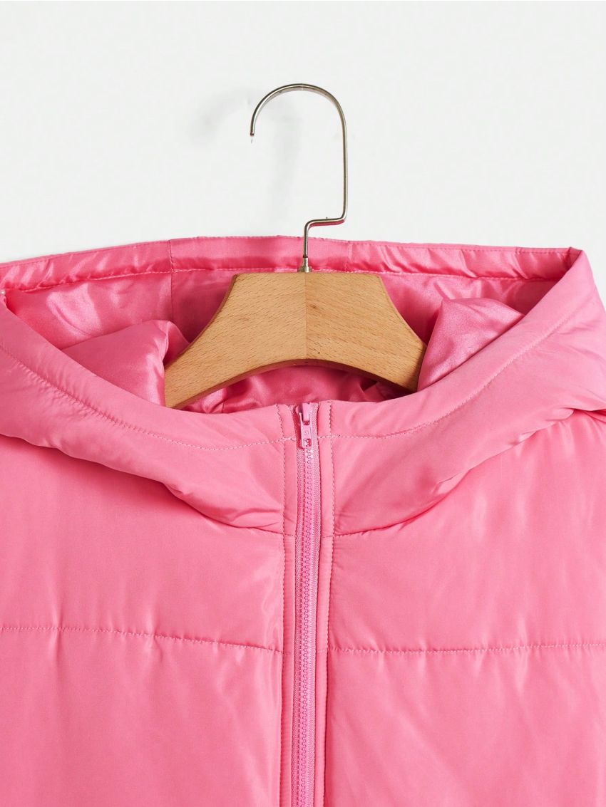 SHEIN Teen Girl Zip Up Hooded Vest Puffer Coat