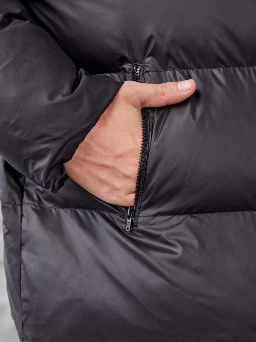 SHEIN Teen Boy Zip Up Hooded Puffer Coat