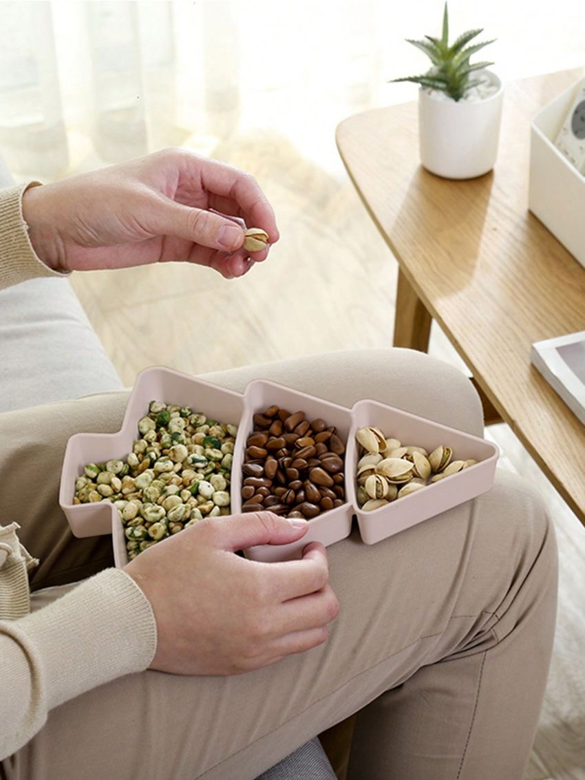 1pc Plastic Creative Christmas Tree Shaped Snack & Fruit Plate For Home Decoration