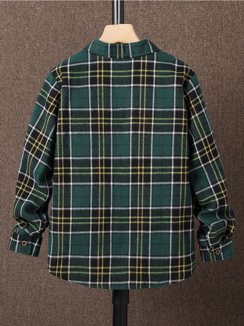 Boys Plaid Patched Pocket Shirt Without Tee