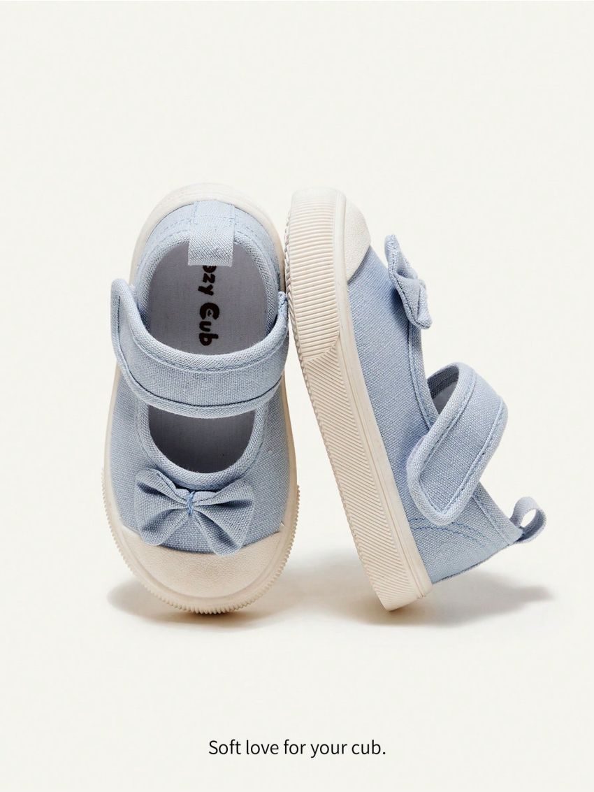 Cozy Cub Girls' Light Blue Bowknot Canvas Flat Cute Comfortable Casual Princess Shoes