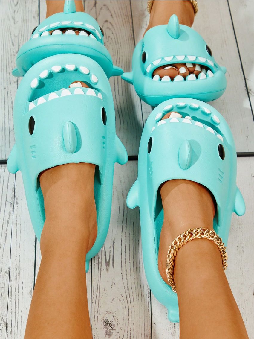 Fashionable & Fun Shark Shaped Thickened Sole One-piece Plastic Slippers