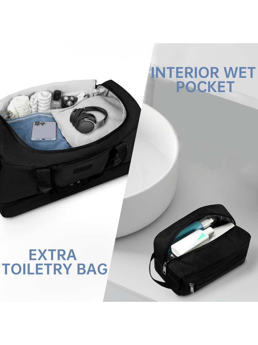 ETRONIK Travel Duffle Bag for Men Women, Carry on Bags for Airplanes with Toiletry Bag, Gym Bag with Shoe Compartment, Weekender Overnight Bag for Sports Business Trip