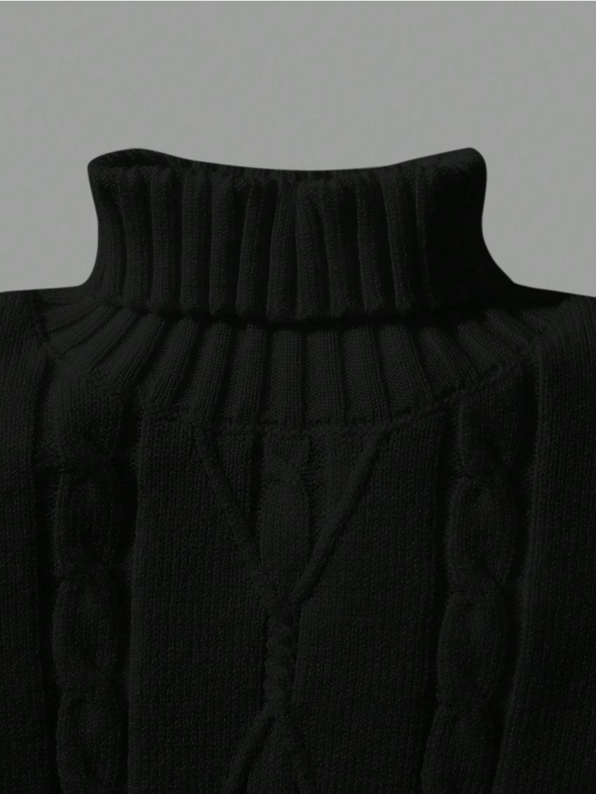 SHEIN Toddler Boys' Long Sleeve Turtleneck Sweater