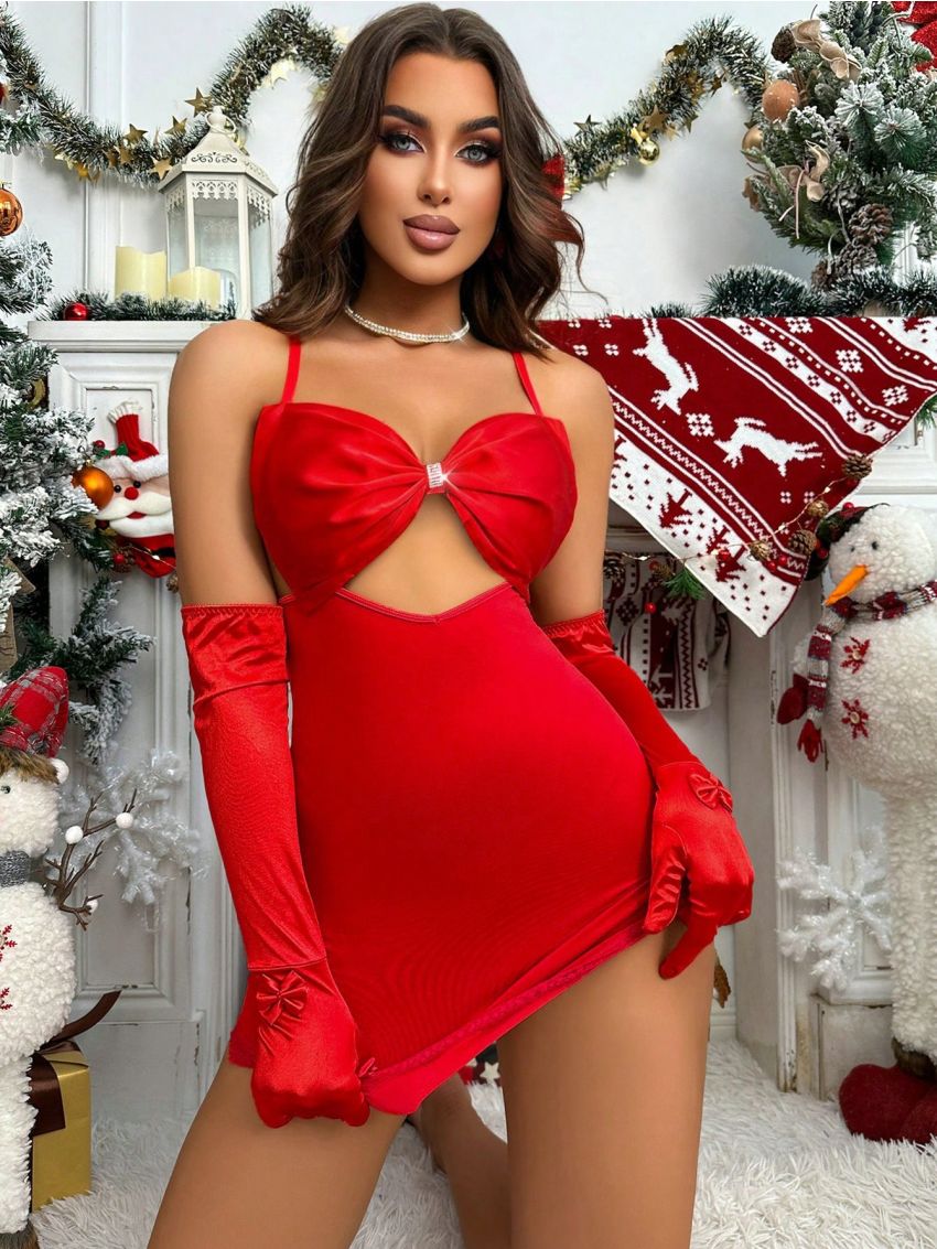 Cut Out Slips With Thong & 1pair Oversleeves