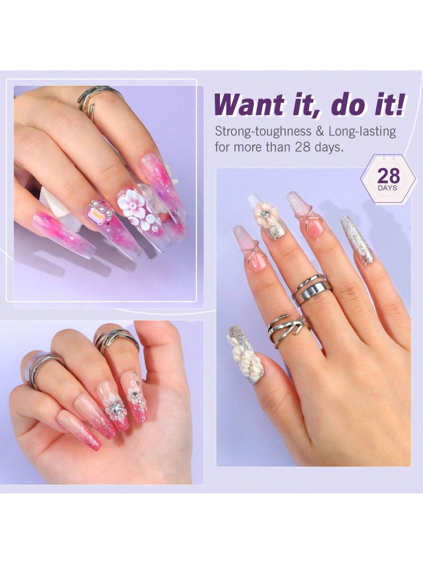 Saviland Acrylic Nail Kit – 30g Clear Acrylic Powder and 60ml Acrylic Liquid Set with Acrylic Nail Brush Nail Forms Tools Set Extension Nail Kit for Beginners with Everything for Home DIY Salon Acrylic Nails Application