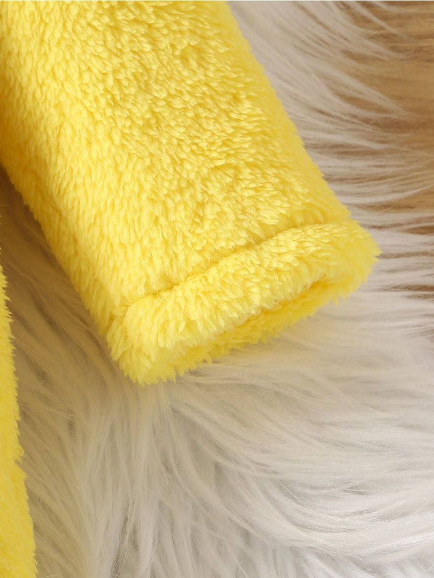 SHEIN Infant Boys' Cute Embroidered Duck Long Sleeve Plush Costume Winter Outfit