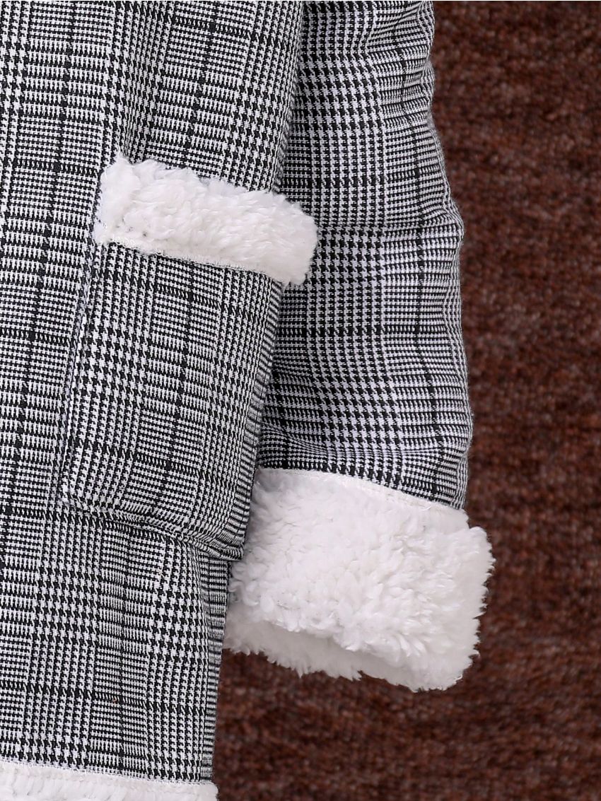 Boys' Casual Thickened Houndstooth Fleece Lined Jacket
