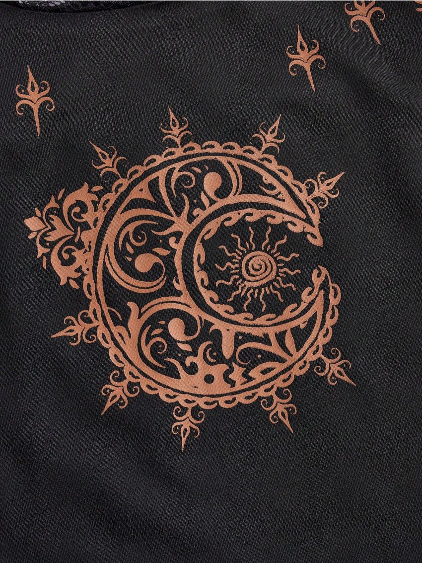 ROMWE Hippie Women's Floral Printed Patchwork Lace Tank Top