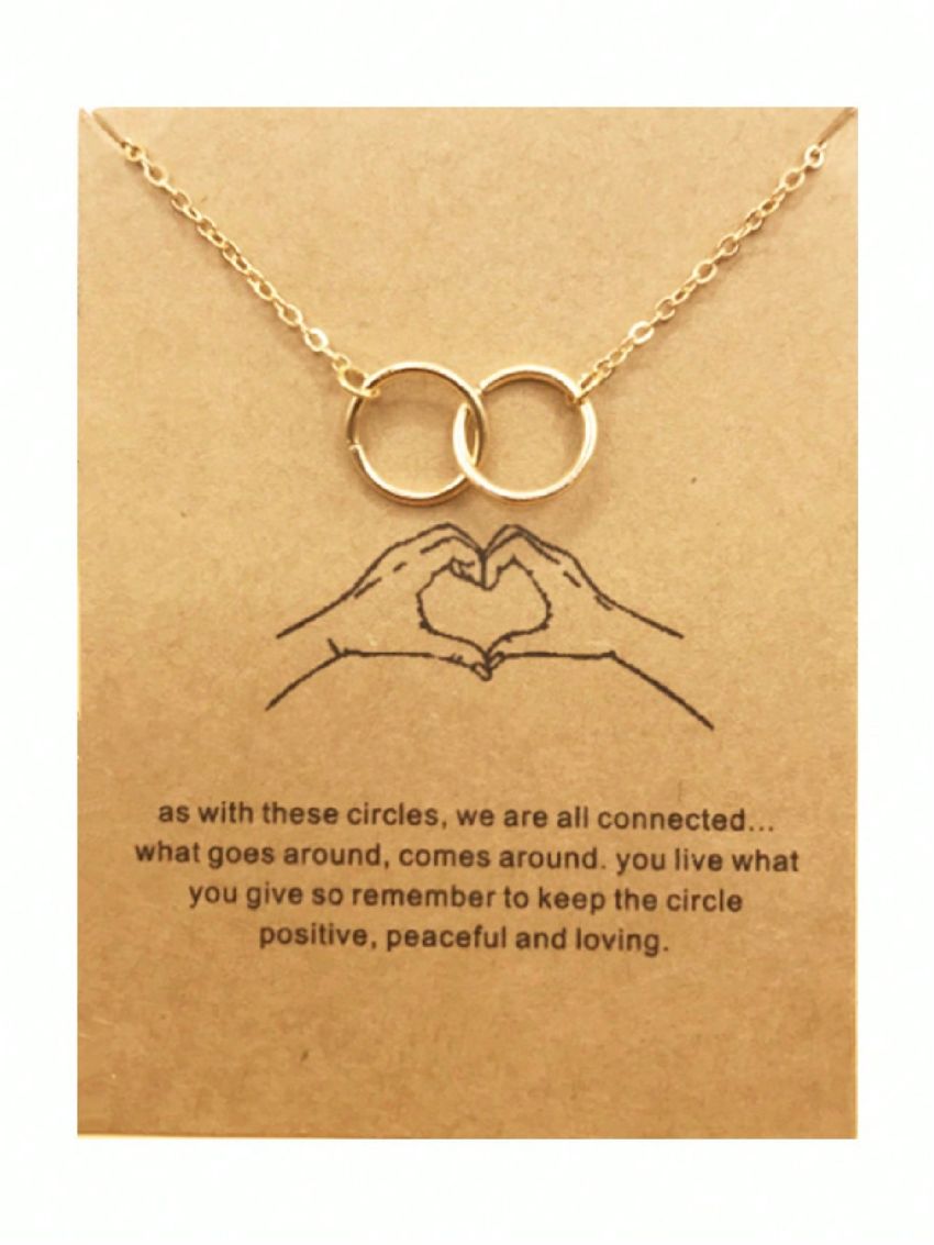 1pc Double Circle Interlocking Card Shaped Alloy Pendant Necklace Suitable For Daily Wear
