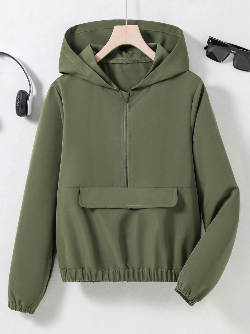 Teen Girls' Solid Color Hooded Jacket