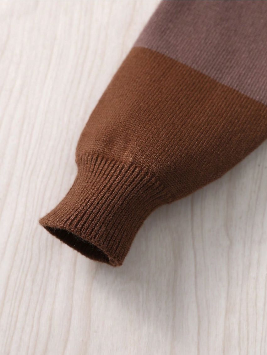 Baby Boys' Color-Blocking Cartoon Pattern Knitted Romper