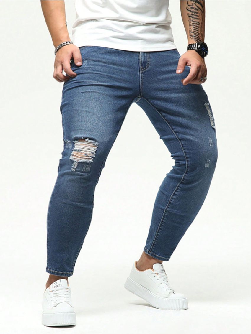 Men's Plus Size Distressed Skinny Jeans