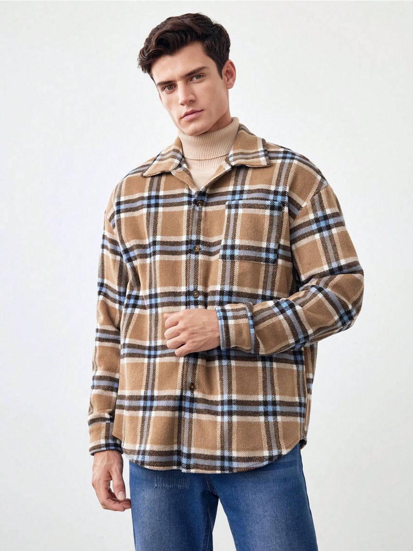 Manfinity Homme Men's Plaid Shirt Jacket