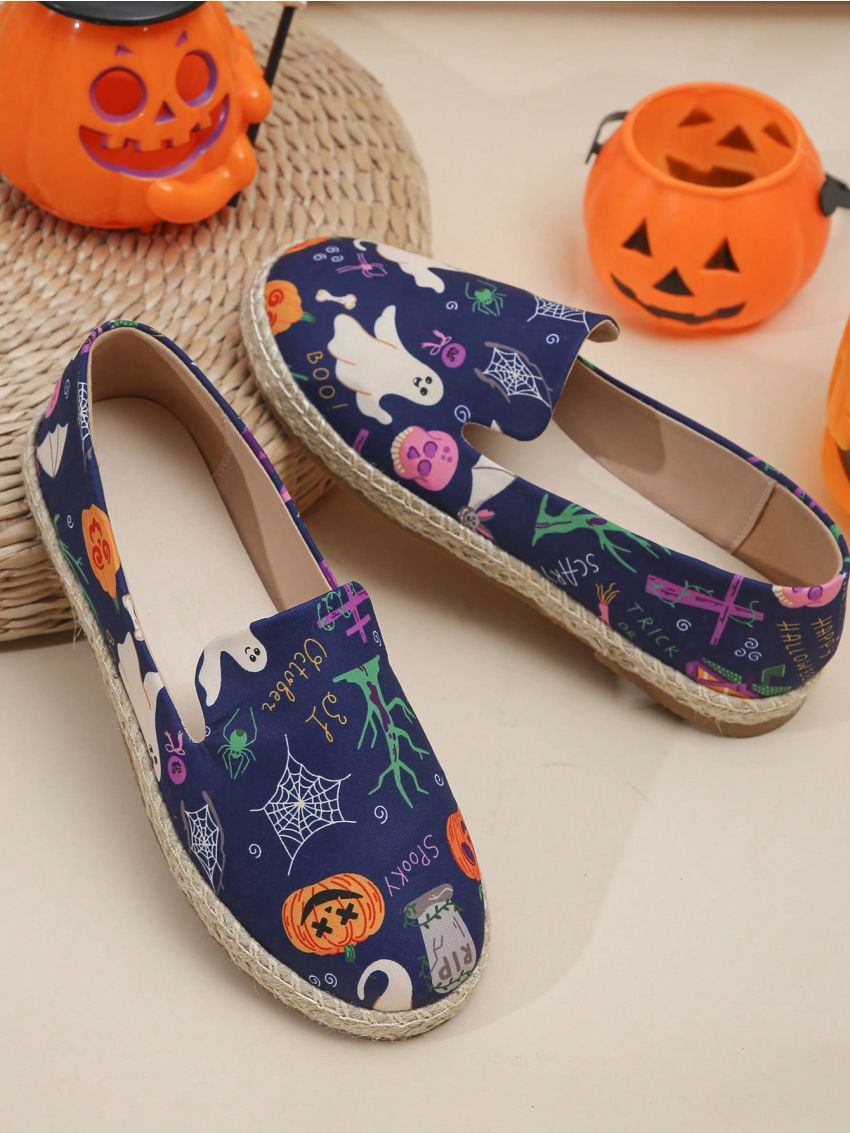 2023 Spring, Autumn & Winter Halloween Blue & White Ghost Sporty Casual Shoes With Fisherman Hat, Non-slip Running & Working Shoes, Comfortable Athletic Sneakers, Skate Shoes