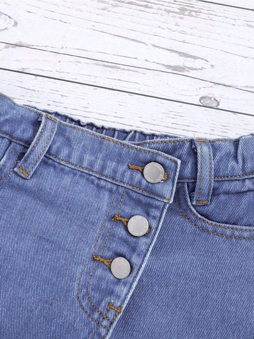 SHEIN Toddler Girls Button Front Denim Skort