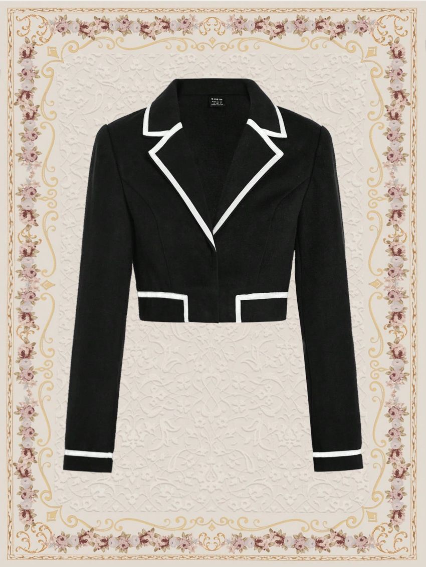 SHEIN DECDS Women'S Lapel Collar Blazer With Contrast Trim