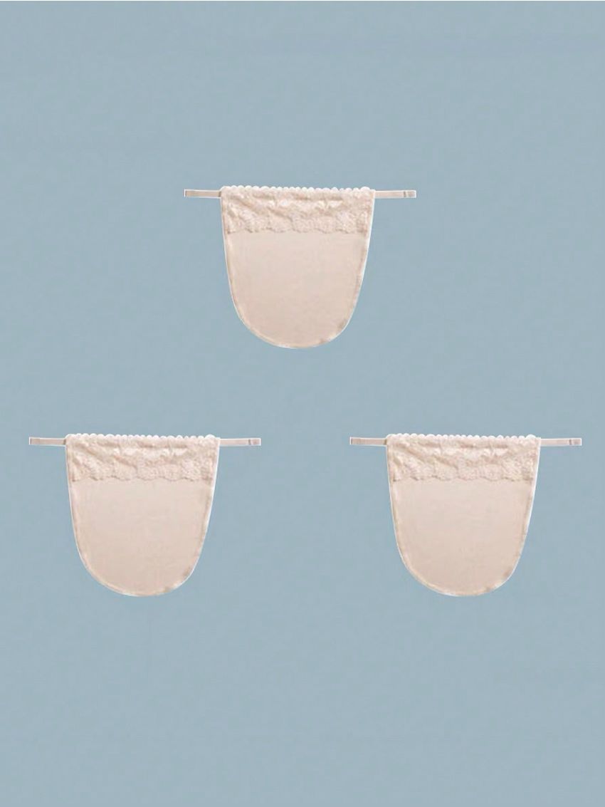 3pcs/set Women's Skin-colored Lace Trim Detachable Anti-light Wear False Collar With Buckles (3 Gears Adjustable)