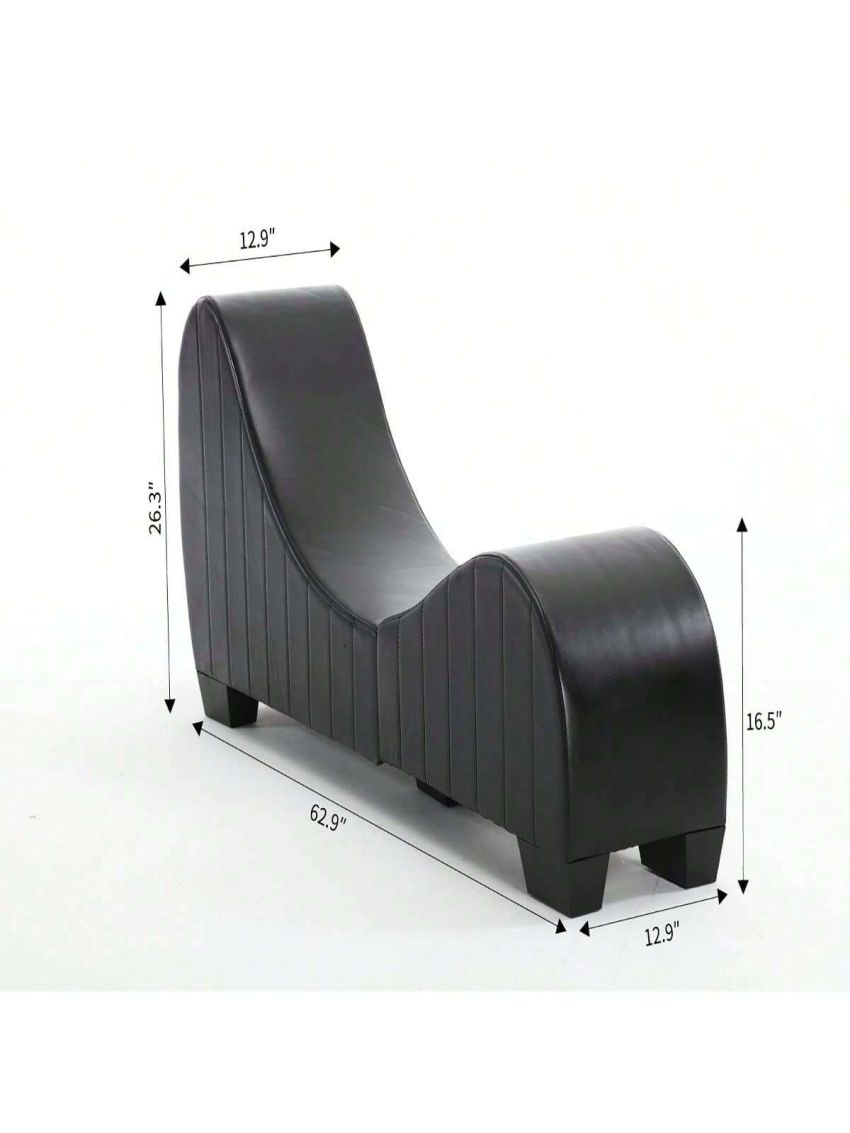 OSQI Yoga Chaise Lounge Collection for Stretching & Relaxation Modern Faux Leather Curved Sofa, Modern Faux Leather Curved Sofa, Living Room Bedroom Accent