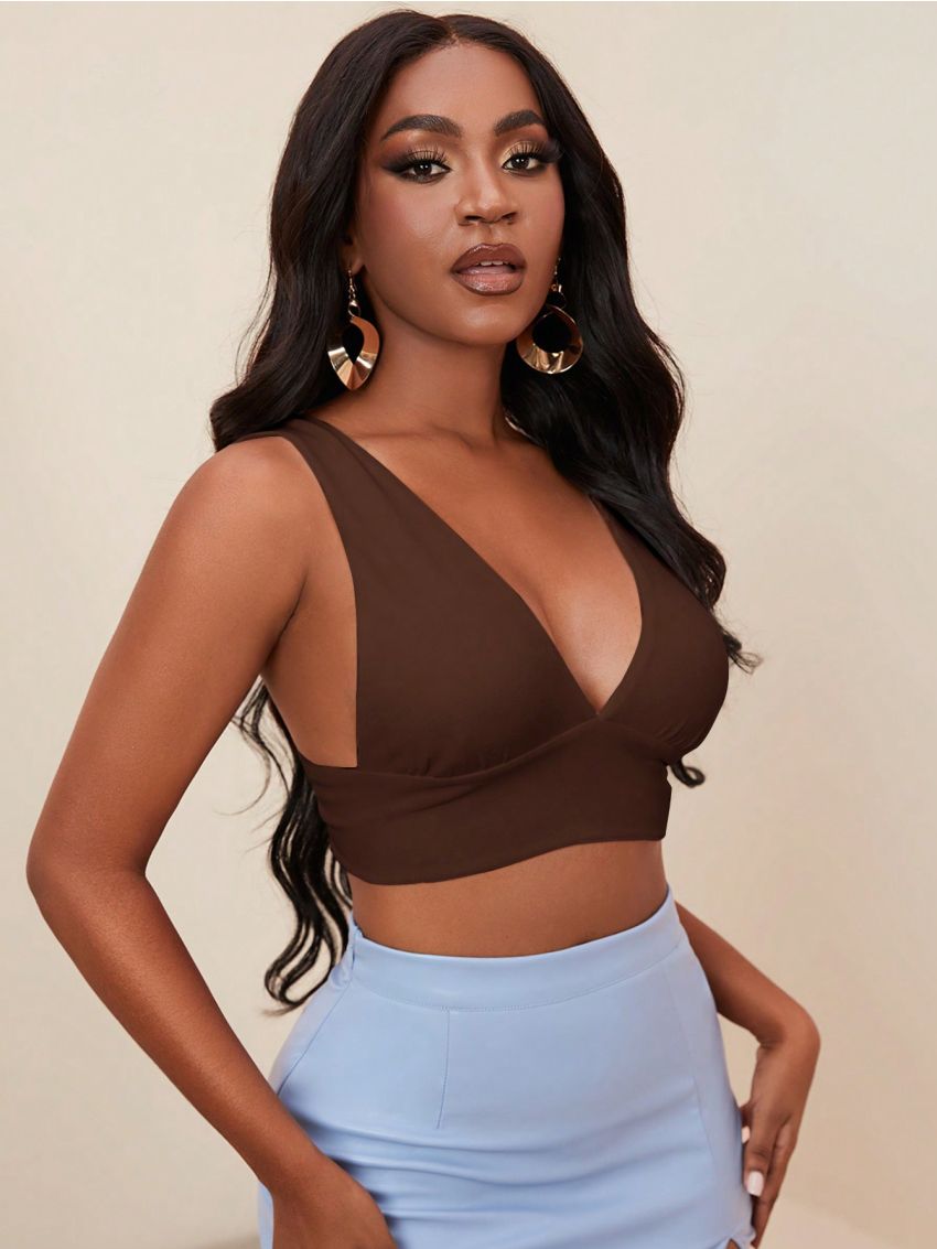 SHEIN Slayr Solid Crop Wide Strap Top