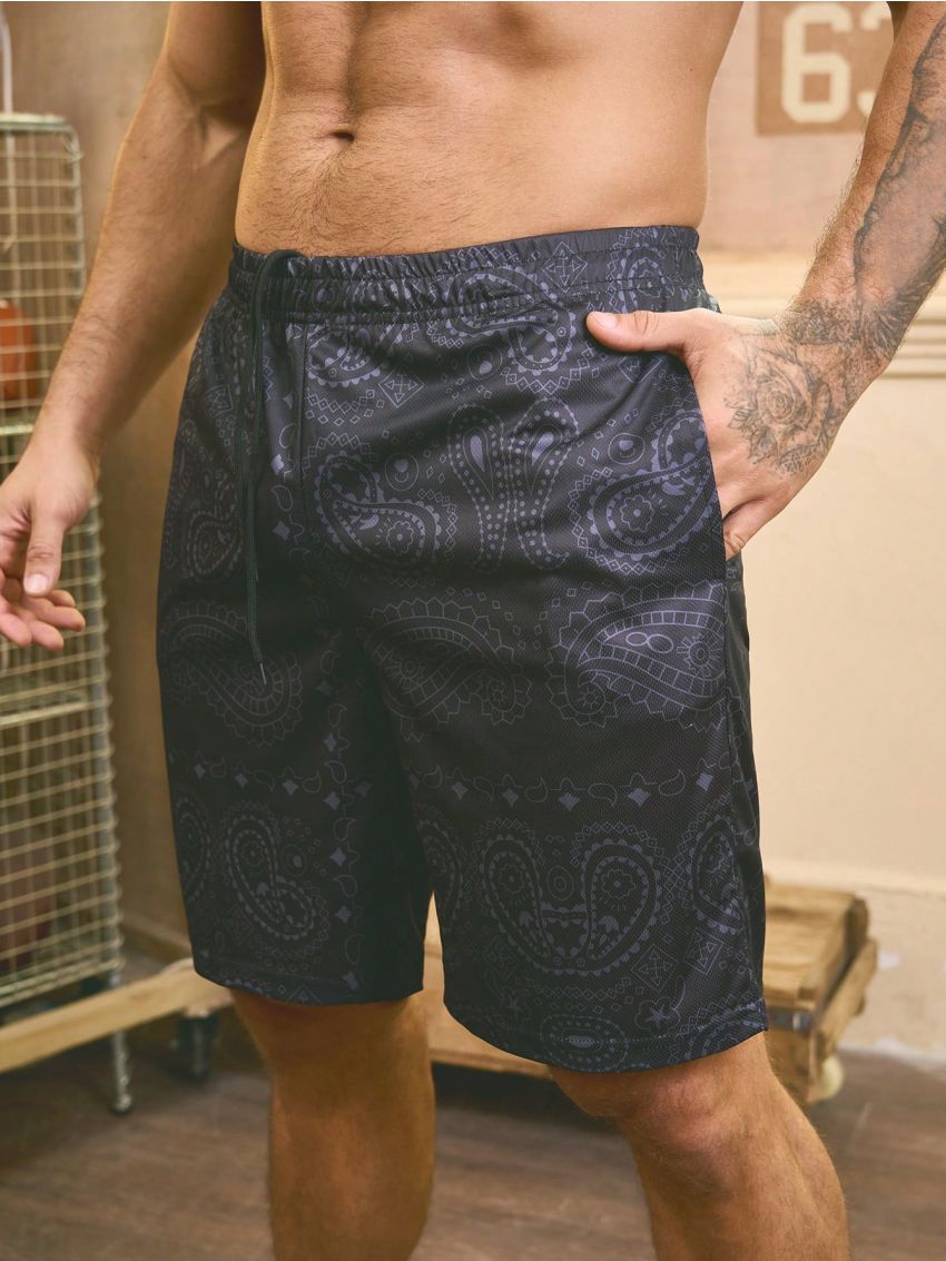 Daily&Casual Men'S Paisley Printed Drawstring Waist Sport Shorts