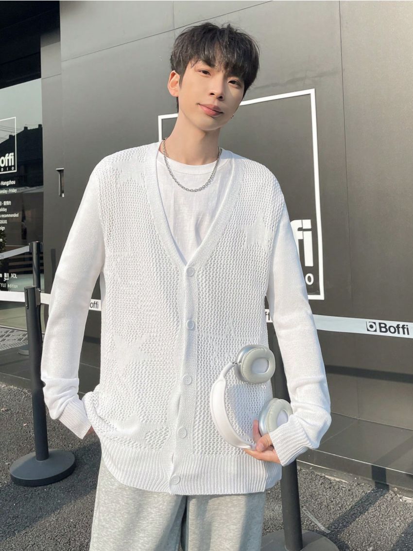 Men'S Long Sleeve Single Breasted Cardigan