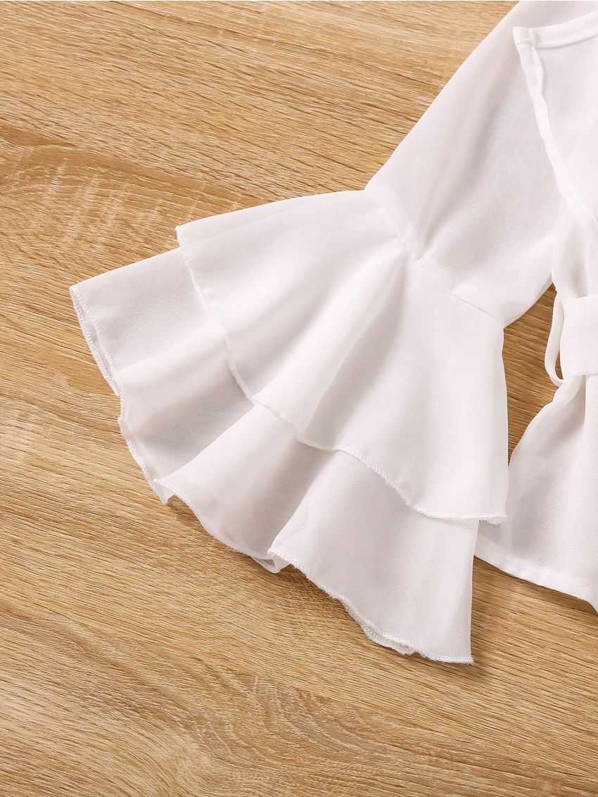 SHEIN Kids EVRYDAY Little Girls' Casual Ruffle Trimmed Coat