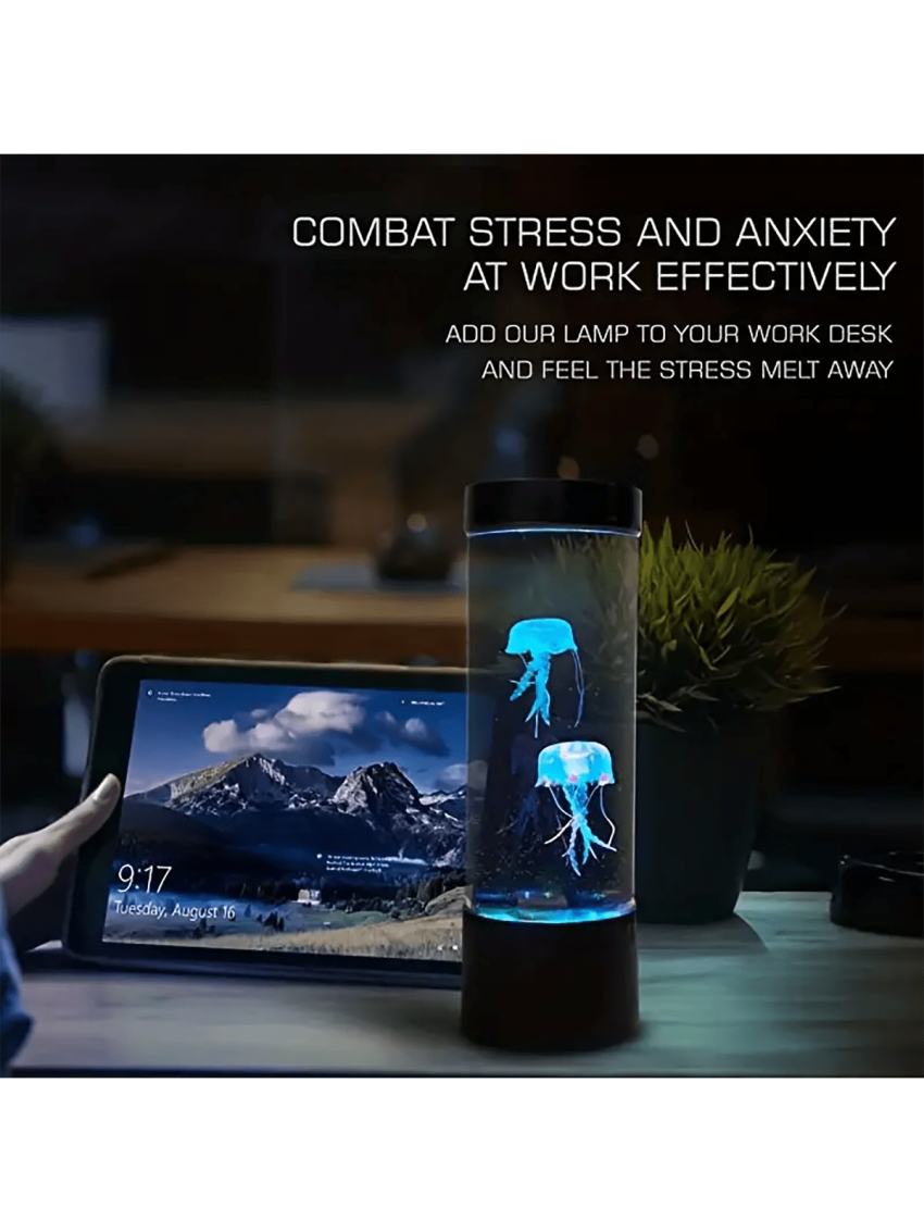 Jellyfish Lava Lamp with 16 Color Changing, Electric Jellyfish Lava Lamp for Adults, Kids, Jellyfish Tank Table Lamp, Color Changing Jellyfish Aquarium, Home Decor and Room Mood Light Attached